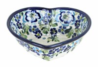 Blue Rose Polish Pottery Vintage Violet Small Heart Bowl