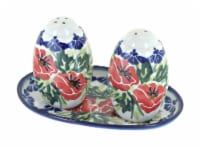 Blue Rose Polish Pottery Cherry Red Bouquet Salt & Pepper Shakers
