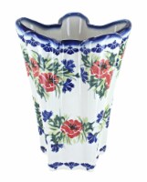 Blue Rose Polish Pottery Cherry Red Bouquet Large Vase