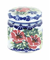 Blue Rose Polish Pottery Cherry Red Bouquet Small Jar