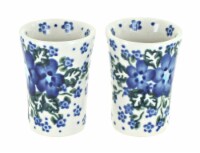 Blue Rose Polish Pottery Melanie 2 PC Shooter/Shot Glass Set