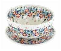 Blue Rose Polish Pottery Tara Berry Bowl with Saucer