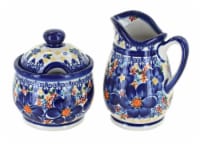 Blue Rose Polish Pottery Blue Dahlia Cream & Sugar Set
