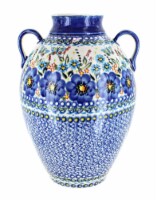 Blue Rose Polish Pottery Garden of Blue Large Jug Vase
