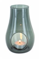 Blue Rose Polish Pottery Smoky Grey Hurricane Candle Holder