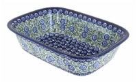 Blue Rose Polish Pottery Seaside Swirl Loaf Baker