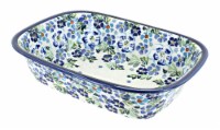 Blue Rose Polish Pottery Vintage Violet Loaf Baker