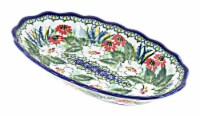 Blue Rose Polish Pottery American Glory Small Oval Dish