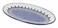 Blue Rose Polish Pottery Rustic Pines Oval Platter