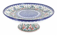 Blue Rose Polish Pottery Garden Of Eden Cake Plate