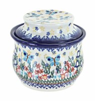 Blue Rose Polish Pottery Garden Of Eden French Butter Dish