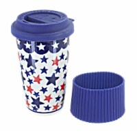 Blue Rose Polish Pottery Americana Travel Coffee Mug