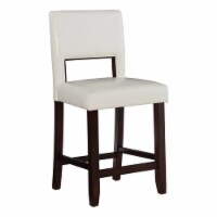 Pemberly Row 24 Faux Leather Counter Stool in Off White and Espresso