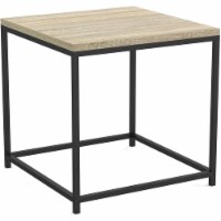 Safdie & Co. 16 L Square Black Metal Legs Accent Table in Dark Taupe