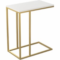 Safdie & Co. 19 L C-Shape Gold Metal Legs Accent Table in White