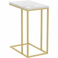 Safdie & Co. 19 L C-Shape Marble Accent Table in Gold Metal