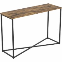 Safdie & Co. 44 L Black X Metal Console Table in Brown Reclaimed Wood