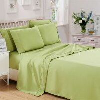 6-Piece 1800 Series Deep Pocket Egyptian Cotton Bed Sheet Set Green Queen
