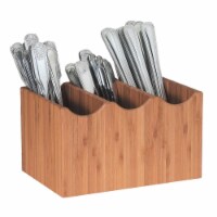 Cal Mil 1244 Three Slot Bamboo Flatware Holder - 8.25 x 5.5 x 4.75 in.