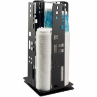 Cal Mil 1615-13 Black Steel Squared Revolving Cup & Lid Dispenser - 8.125 x 8.125 x 18.125 in