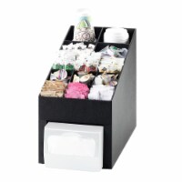 Cal Mil 2042 Classic Black Cup, Lid & Condiment Organizer with Napkin Dispenser Slot - 9.875