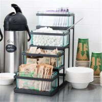 Cal Mil 3338-13 Black Stair Step Condiment Display with Glass Jars