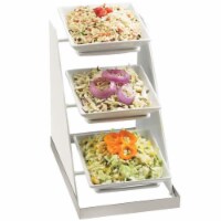 Cal Mil 3022-55 8 in. Square Bowl Rack - White & Stainless Steel - Silver