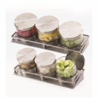 Cal Mil 1850-4-55 Mixology 3 Jar Holder With Stainless Steel Lids