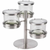 Cal Mil 1855-4-55NL Mixology Stainless Steel Tiered 3 Jar Display for Notched Lids - Silver