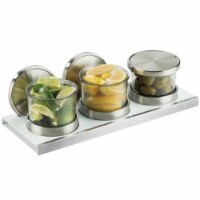 Cal Mil 3492-4-15HL Luxe Chilled Mixology Organizer with Hinged Lid - Silver