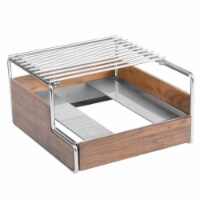 Cal Mil 3712-49 Mid-Century Walnut Butane Range Frame with Chrome Accents - 14.25 x 12.75 x 7
