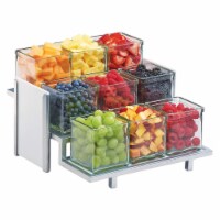 Cal Mil 1474-15 Eco Modern White 3-Tier Bamboo & Silver Steel Nine Jar Display - 13.75 x 13.7