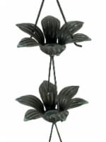 Verdigris Finish Metal Lily Flower Rain Chain w/Attached Hanger 48 Inch