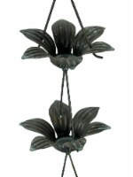 Verdigris Finish Metal Lily Flower Rain Chain w/Attached Hanger 48 Inch