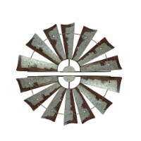 Pair of Distressed Metal Half Moon Windmill Wall Sculptures - Large