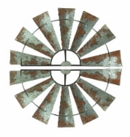Pair of Distressed Metal Half Moon Windmill Wall Sculptures - Medium