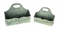 Vintage White Galvanized Metal Rustic Curved Wall Pocket Set of 2