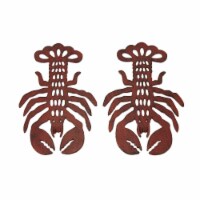 Distressed Red Cast Iron Lobster Shaped Trivet Set of 2