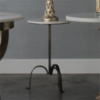 Jamie Young Co Left Bank Traditional Steel & Marble Table in Gunmetal/White