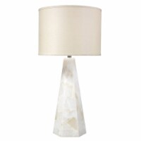 Jamie Young Co Borealis Hexagon Modern Alabaster Stone/Linen Table Lamp in White