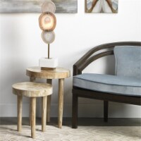 Jamie Young Co Large Artemis Mango Wood/Resin Side Table in Pearl White