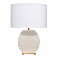 Jamie Young Co Radiant Modern Wood/Linen Table Lamp in Cream Horn/White