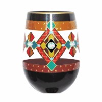 95 & Sunny SLBLACKSW 18 oz Southwest Bottoms Up Stemless Wine Glass, Black