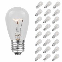 25 Pack S14 Outdoor Patio Replacement Bulbs, E26 Medium Base, Clear, 11 Watt
