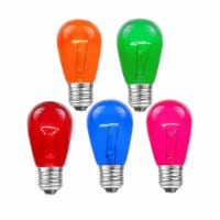 25 Pack S14 Outdoor Patio Replacement Bulbs, E26 Medium Base, Multi, 11 Watt