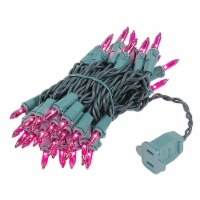 50 Light Purple Christmas Mini Light Set, Green Wire, 11' Long