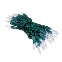 35 Light T5 LED Christmas Mini Light Set, Pure White, Green Wire, 11.5' Long