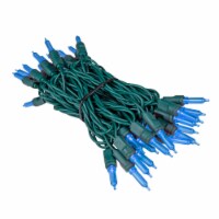35 Light T5 LED Christmas Mini Light Set, Blue, Green Wire, 11.5' Long
