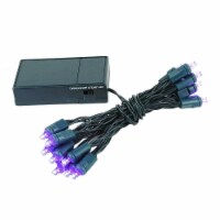 20 Light LED Battery Christmas Mini Light Set, Purple, Green Wire, 8' Long