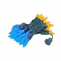 70 Light C6 LED Christmas Mini Light Set, Blue/Orange, Green Wire, 24 Feet